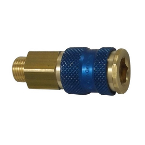 Parker 25KAAW13BPX6 Series 25 1/4" Color Coded Brass Coupler with Valve, Male Thread Parallel (Blue Hexagonal)