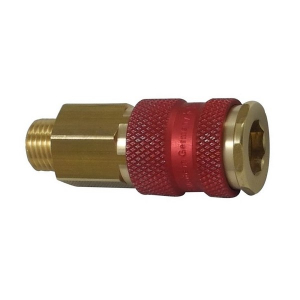 Parker 25KAAW13BPX8 Series 25 1/4" Color Coded Brass Coupler with Valve, Male Thread Parallel (Red Octagonal)