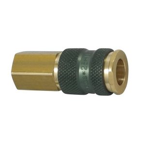 Parker 25KAIN17BPX0 Series 25 3/8" Color Coded Brass Coupler with Valve, Female NPSF (Green Round)