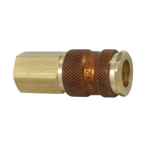 Parker 25KAIN17BPX3 Series 25 3/8" Color Coded Brass Coupler with Valve, Female NPSF (Brown Triangle)