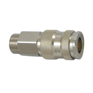 Parker 25KBAW17MPN Series 25 3/8" Brass Nickel Plated Coupler with Double Shut-Off Valve, Male Thread Parallel