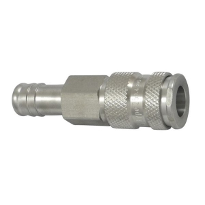 Parker 25KBTF13RVX Series 25 1/2" SS303 Coupler with Double Shut-Off Valve, Hose Barb (FKM/FPM Seal)