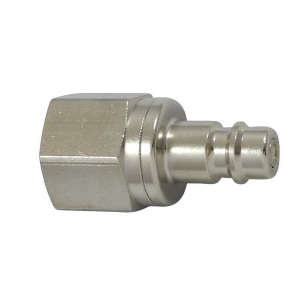 Parker 25SBIW13MVN Series 25 3/8" Brass Nickel Plated Plug with Double Shut-Off Valve, Female Thread Parallel (FKM/FPM Seal)