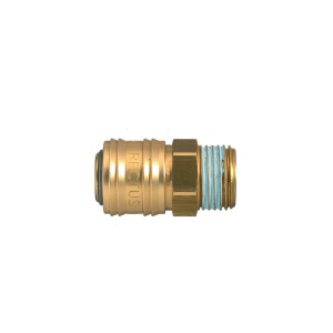 Parker 26KAAW21MPN Series 26 Quick Connect Coupler European Profile ND 7.2 Brass Nickel-Plated Male BSPP Single Shut-Off FKM NBR 21 mm