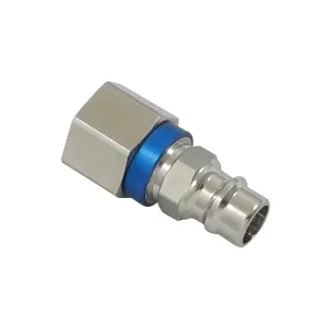 Parker 26SFIW13MXN6 Series 26 Quick Connect Plug European Profile ND 7.2 Brass Nickel-Plated Single Shut-Off Female Thread Parallel 13 mm Blue