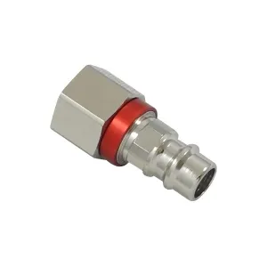 Parker 26SFIW13MXN8 Series 26 Quick Connect Plug European Profile ND 7.2 Brass Nickel-Plated Single Shut-Off Female Thread Parallel 13 mm Red