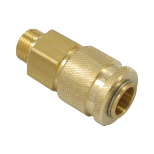 Parker 37KAAN21MPX Series 37 Quick Connect Coupler ISO 6150 B Profile Brass Male Thread Tapered Single Shut-Off NBR 21 mm