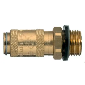 Parker 20KAAW10MPN Series 20 1/8" Brass Quick Coupling, European profile, ND 2.7, NBR Seal, Male, BSPP ISO 228 Parallel Connection Type, Nickel Plated
