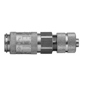 Parker 20KAKO06EVX Series 20 6 mm Stainless Steel AISI 316 L Quick Coupling, European profile, ND 2.7, FKM Seal, Tube with Hose Nut Connection Type