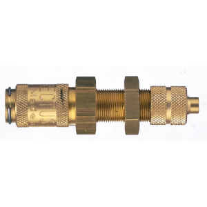 Parker 20KAKS04MPN Series 20 3x4 mm Brass Quick Coupling, European profile, ND 2.7, NBR Seal, Panel Mount with Plastic Hose Connection, Nickel Plated
