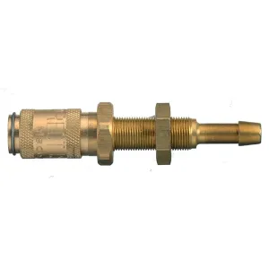 Parker 20KATS06MPN Series 20 6 mm Brass Quick Coupling, European profile, ND 2.7, NBR Seal, Panel Mount with Hose Barb Connection Type, Nickel Plated