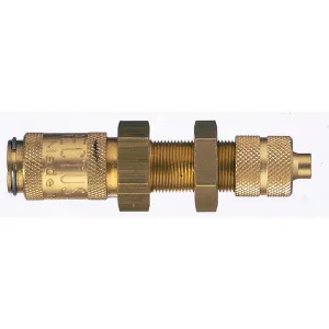 Parker 20KBKS06MPX Series 20 4x6 mm Double Shut-Off Brass Quick Coupling, European profile, ND 2.7, NBR Seal, Panel Mount with Plastic Hose Connection