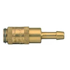 Parker 20KBTF05MPN Series 20 5 mm Double Shut-Off Brass Quick Coupling, European profile, ND 2.7, NBR Seal, Hose Barb Connection Type, Nickel Plated