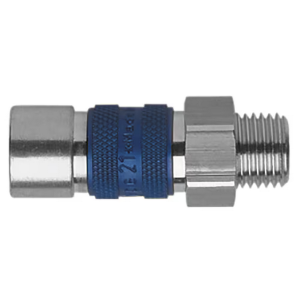 Parker 21KAAW10MPX6 Series 21 1/8" Coded Brass Quick Coupling, Male, BSPP ISO 228 Parallel, European profile, ND 5, NBR Seal, Blue