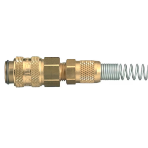 Parker 21KAKK46MPX Series 21 5/32" x 1/4" Brass Quick Coupling, European profile, ND 5, NBR Seal, with Spring Guard