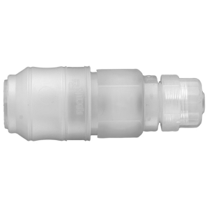 Parker 21KBKO06DPXG Series 21 4x6 mm POM Quick Coupling, Double Shut-Off, NBR Seal, with Plastic Hose Connection, Blue