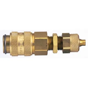 Parker 21KBKS08MPN Series 21 6x8 mm Brass Quick Coupling, Double Shut-Off, European profile, ND 5, Panel Mount with Plastic Hose Conn., Nickel-plated