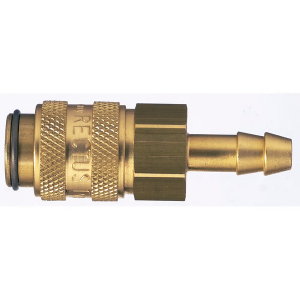 Parker 21KBTF06MPX Series 21 6 mm Brass Quick Coupling, Double Shut-Off, European profile, ND 5, NBR Seal, with Hose Barb Connection Type