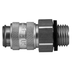Parker 21KLAW13MPN Series 21 1/4" Brass Quick Coupling, Dry-Break, Male, BSPP ISO 228 Parallel, European profile, ND 5, NBR Seal, Nickel-plated