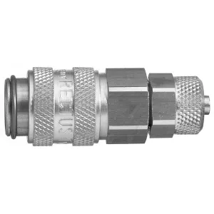 Parker 21KLKO08MPN Series 21 6x8 mm Brass Quick Coupling, Dry-Break, European profile, ND 5, NBR Seal, Nickel-plated, Tube with Hose Nut Connection