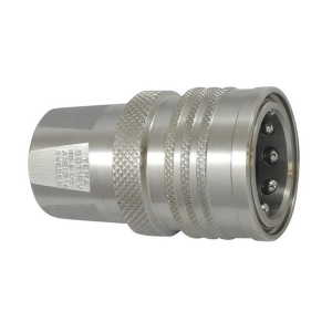 Parker T3811RV TEMA Series T3800 3/8" SS316 Coupler with Pressure Eliminator w/ Valve, Female Thread Parallel (FKM Seal)