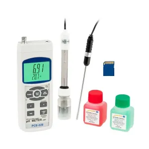 PCE Instruments PCE-228-Kit pH-Meter Kit (Electrode SD Memory Card Calibration Solution Temperature Sensor)