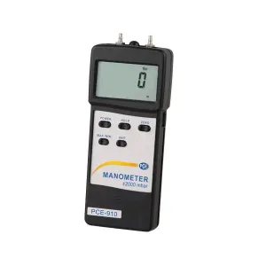 PCE Instruments PCE-910-ICA Pressure Meter with 9V Block Battery and Stainless Steel Tube Adapters w/ ISO Certificate