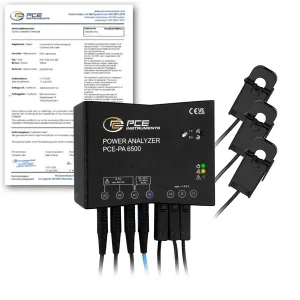 PCE Instruments PCE-PA 6500 R11-ICA Power Quality Analyser for Measuring Range Up to 80 A Alternating current w/ ISO Certificate