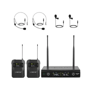 Phenyx Pro PTU-52-2B Dual Wireless Microphone System with Frequency Hopping 500MHz
