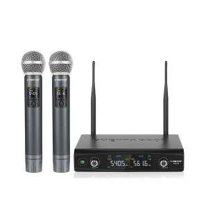 Phenyx Pro PTU-52-2H Dual Wireless Microphone System with Frequency Hopping 2x PWH-52 Wireless Handheld Microphones 0-300mV 90dB