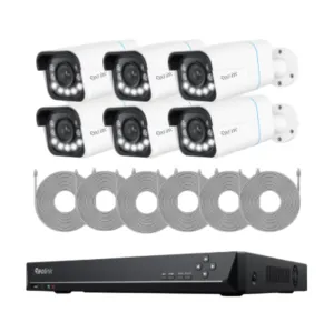 Reolink RLK16-811B8-A 6-Camera Bundle (White) Smart 4K PoE Camera System 5X Optical Zoom 8MP 16-Channel - 6x RLC-811A & 1x RLN16-410 & 6x18m Cables