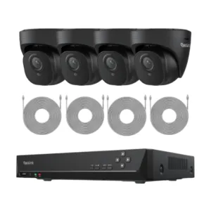 Reolink RLK8-520D4 Black Bundle 5MP HD 8-Channel PoE Surveillance System with Smart Detection Kit - 4x 520 (Black) & 1x RLN8-410 & 4x18m Cables