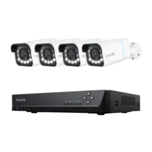 Reolink RLK8-811B4 4-Camera Bundle (White) Smart 4K PoE Camera System with 5X Zoom 8MP 8-Channel - 4x RLC-811A (White) & 1x RLN8-410