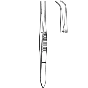 Sklar 98-135 Merit Iris Dressing Forceps - 4", Full-Curved, Serrated