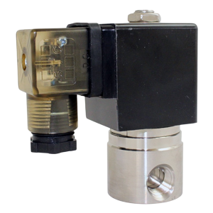 STC 2S040-3/8-1-D-V 3/8" NPT Direct Acting 2 Way Normally Closed Stainless Steel Solenoid Valve (12 VDC DIN) 2W200C Coil 4mm Orifice Viton Seal