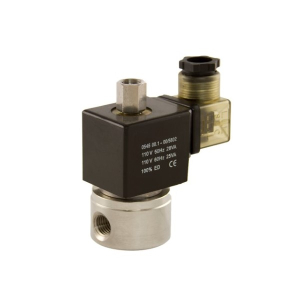 STC 3S035-1/4-2-D-P 1/4" NPT Direct Acting 3 Way Stainless Steel Solenoid Valve, 24VDC, DIN, CE Coil