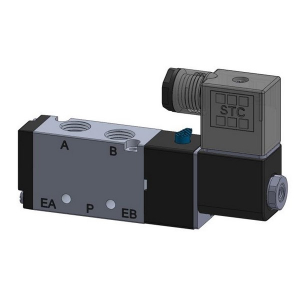 STC 4V310-3/8-3-D 3/8" NPT 5 Port 4 Way Single Solenoid Valve (110VAC DIN) 200C Coil