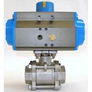 STC KD 2 B Double Acting Rotary Pneumatic 2" NPT, Brass 3 Piece Ball Valve
