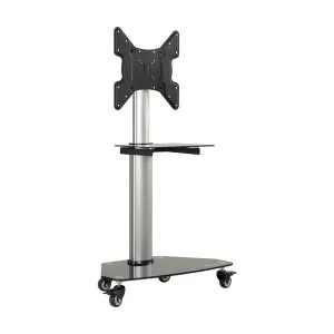 Tripp-Lite DMCS3255SG62 Premier Rolling TV Cart for 32" to 55" Displays, Black Glass Base and Shelf, Locking Casters