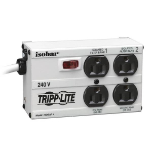 Tripp-Lite IB4-6/220 Isobar 4-Outlet 230V Surge Protector 6 ft. (1.83 m) Cord with Right-Angle Plug 330 Joules Metal Housing