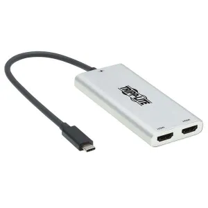 Tripp-Lite MTB3-002-HD Dual-Monitor Thunderbolt 3 to HDMI Adapter (M/2xF) - 4K 60 Hz 4:4:4 Silver
