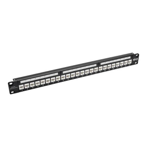 Tripp-Lite N254-024-6AD 24-Port 1U Rack-Mount Cat6a Feedthrough Patch Panel with 90-Degree Down-Angled Ports RJ45 Ethernet TAA