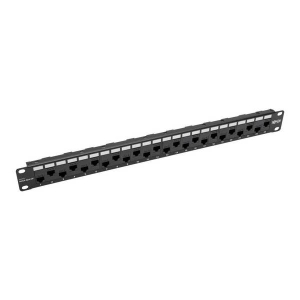 Tripp-Lite N254-024-OF 24-Port 1U Rack-Mount Cat5e/6 Offset Feed-Through Patch Panel with Cable Management Bar RJ45 Ethernet TAA