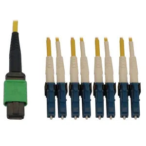 Tripp-Lite N390X-05M-8L-AP 400G Singlemode 9/125 OS2 Switchable Fiber Optic Cable (12F MTP/MPO-APC to 4x Duplex LC/UPC F/M) LSZH Yellow 5 m (16.4 ft.)