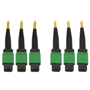 Tripp-Lite N392B-61M-3X8AP 40/100G Singlemode 9/125 OS2 Fiber Optic Cable (3x8F MTP/MPO-APC F/F) LSZH Yellow 61 m (200 ft.)