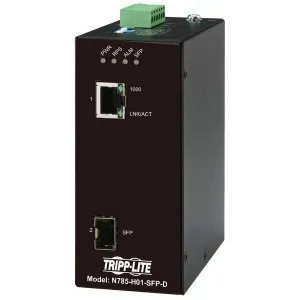 Tripp-Lite N785-H01-SFP-D Hardened Gigabit Fiber to Ethernet Media Converter 10/100/1000 Mbps RJ45/SFP -10 to 60C DC Power