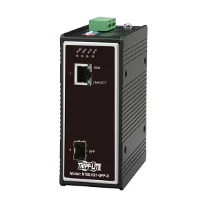 Tripp-Lite N785-I01-SFP-D Industrial Gigabit Fiber to Ethernet Media Converter 10/100/1000 Mbps RJ45/SFP -40 to 75C DC Power