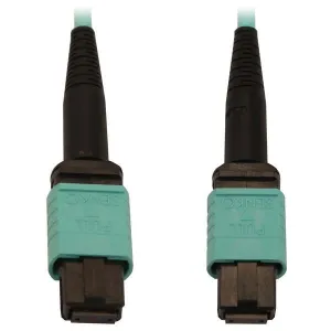 Tripp-Lite N844B-05M-12-P 40/100/400G Multimode 50/125 OM3 Fiber Optic Cable (12F MTP/MPO-PC F/F) LSZH Aqua 5 m (16.4 ft.)