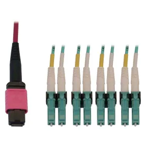 Tripp-Lite N845X-03M-8L-MG 40/100G Multimode 50/125 OM4 Fiber Optic Cable (12F MTP/MPO-PC to 4x Duplex LC/PC F/M), LSZH, Magenta, 3 m (9.8 ft.)