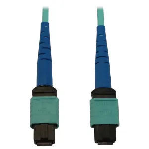 Tripp-Lite N846B-01M-24-P 40/100/400G Multimode 50/125 OM3 Fiber Optic Cable (24F MTP/MPO-PC F/F), LSZH, Aqua, 1 m (3.3 ft.)